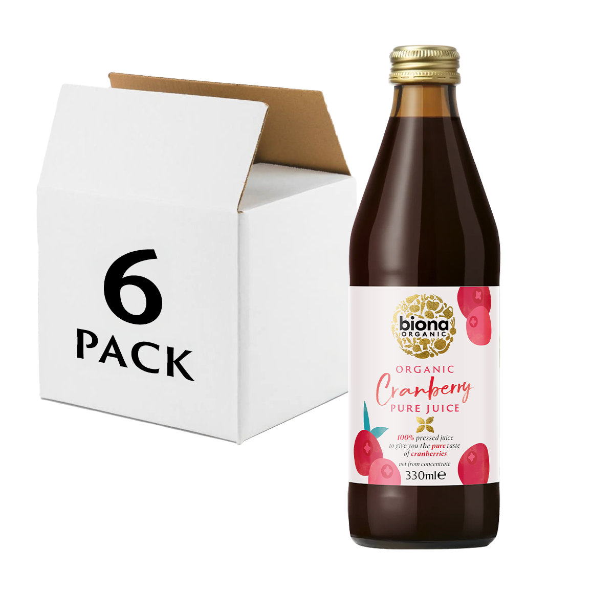 BIONA ORGANIC PURE CRANBERRY JUICE 6x330ml