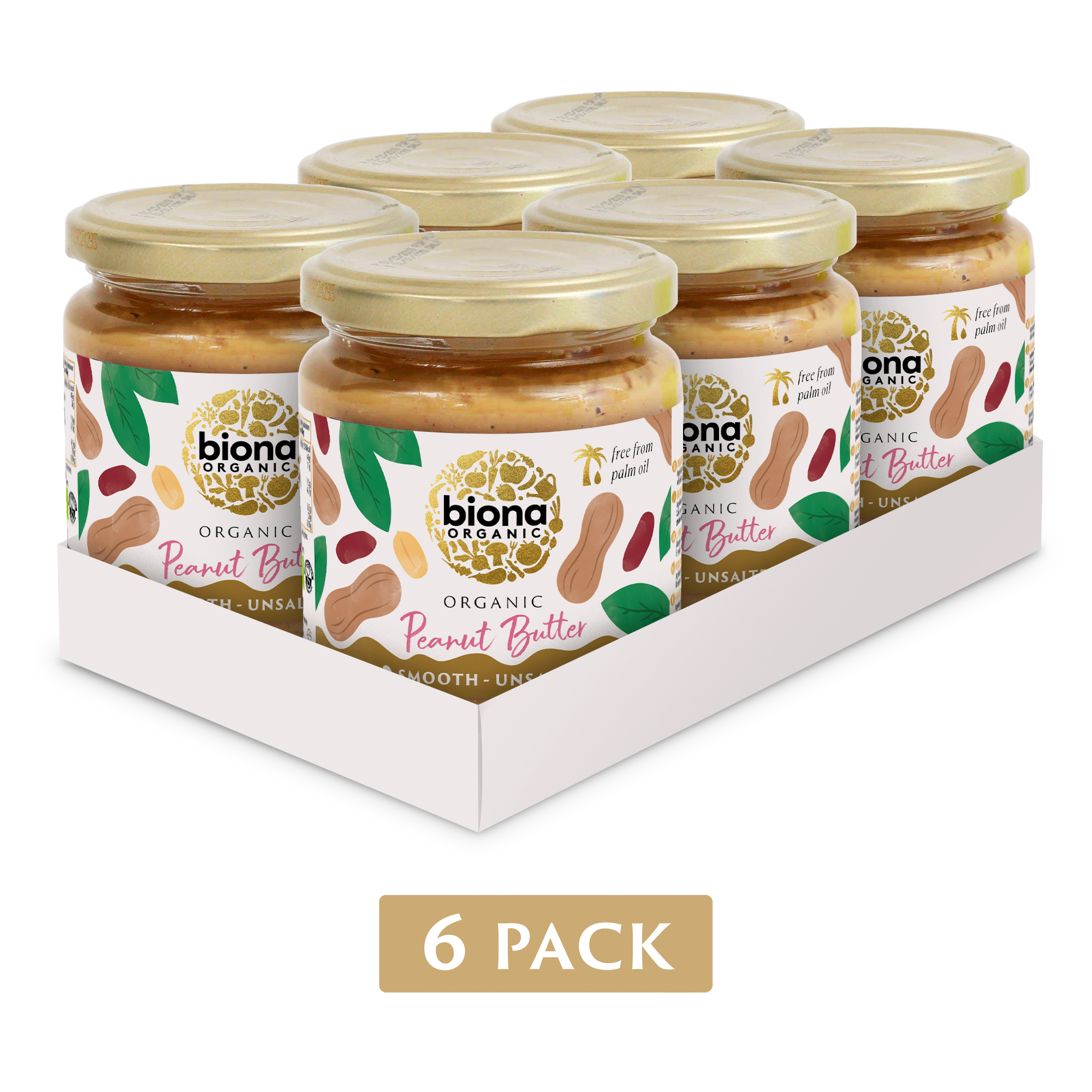 Biona Organic Peanut Butter Smooth - 6 pack