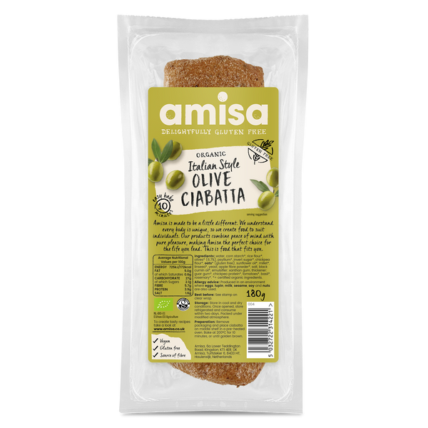 GLUTEN FREE OLIVE CIABATTA 180g