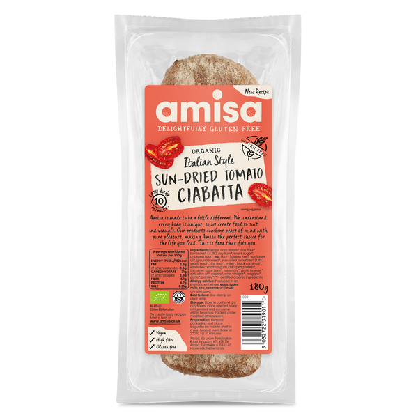 ORGANIC SUNDRIED TOMATO CIABATTA 180g