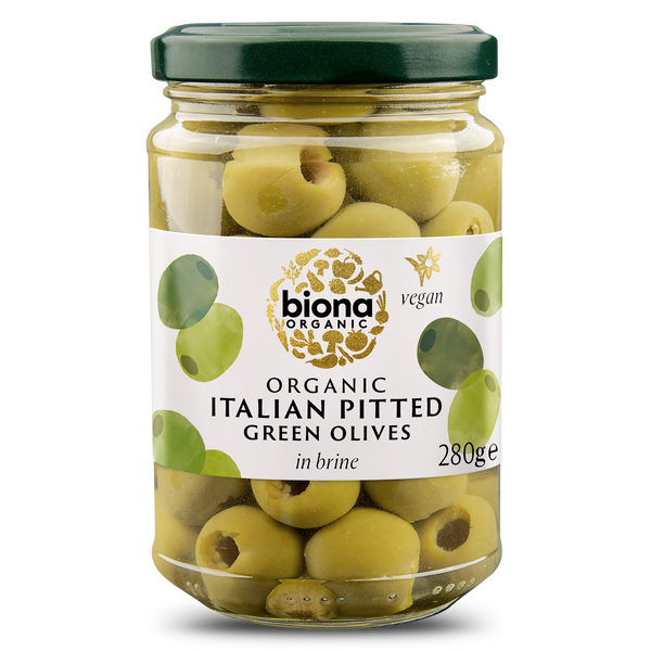 PITTED GREEN OLIVES IN BRINE 280g