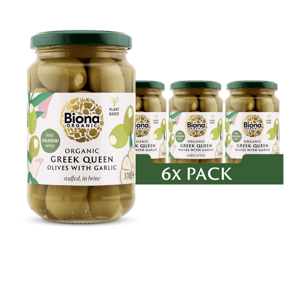 Greek Queen Olives Garlic 6x370g