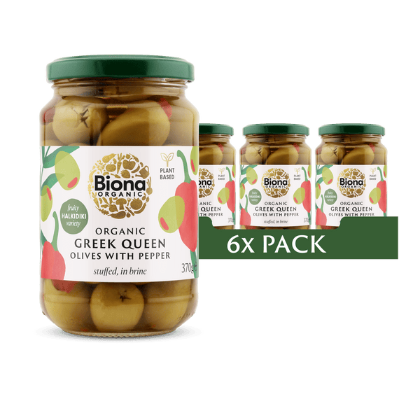Greek Queen Olives Red Pepper 6x370g