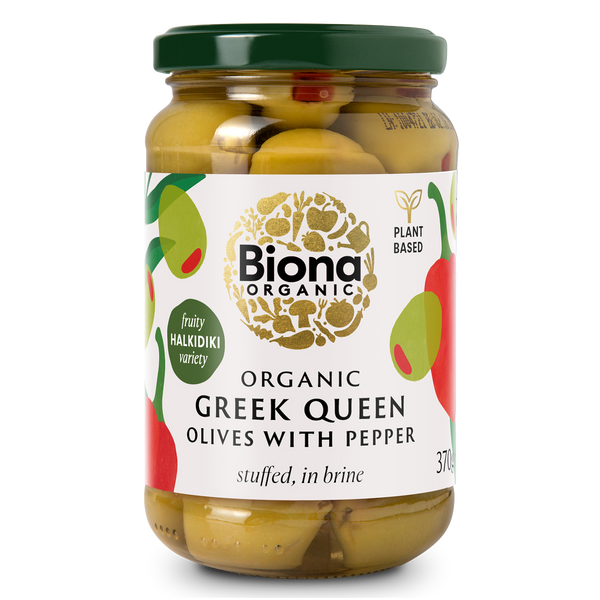 GREEK QUEEN OLIVES RED PEPPER 370g