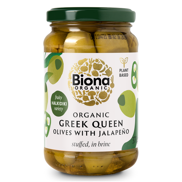 GREEK QUEEN OLIVES JALAPENO 370g