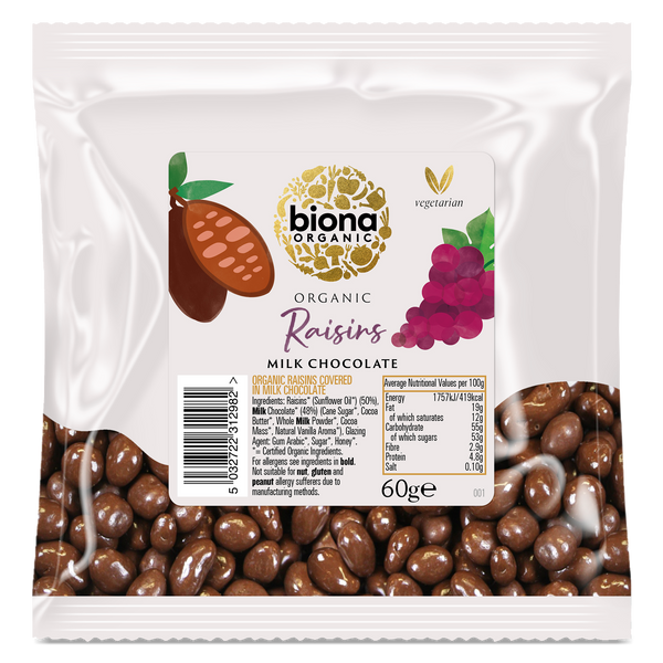 MILK CHOCOLATE COATED RAISINS 60g