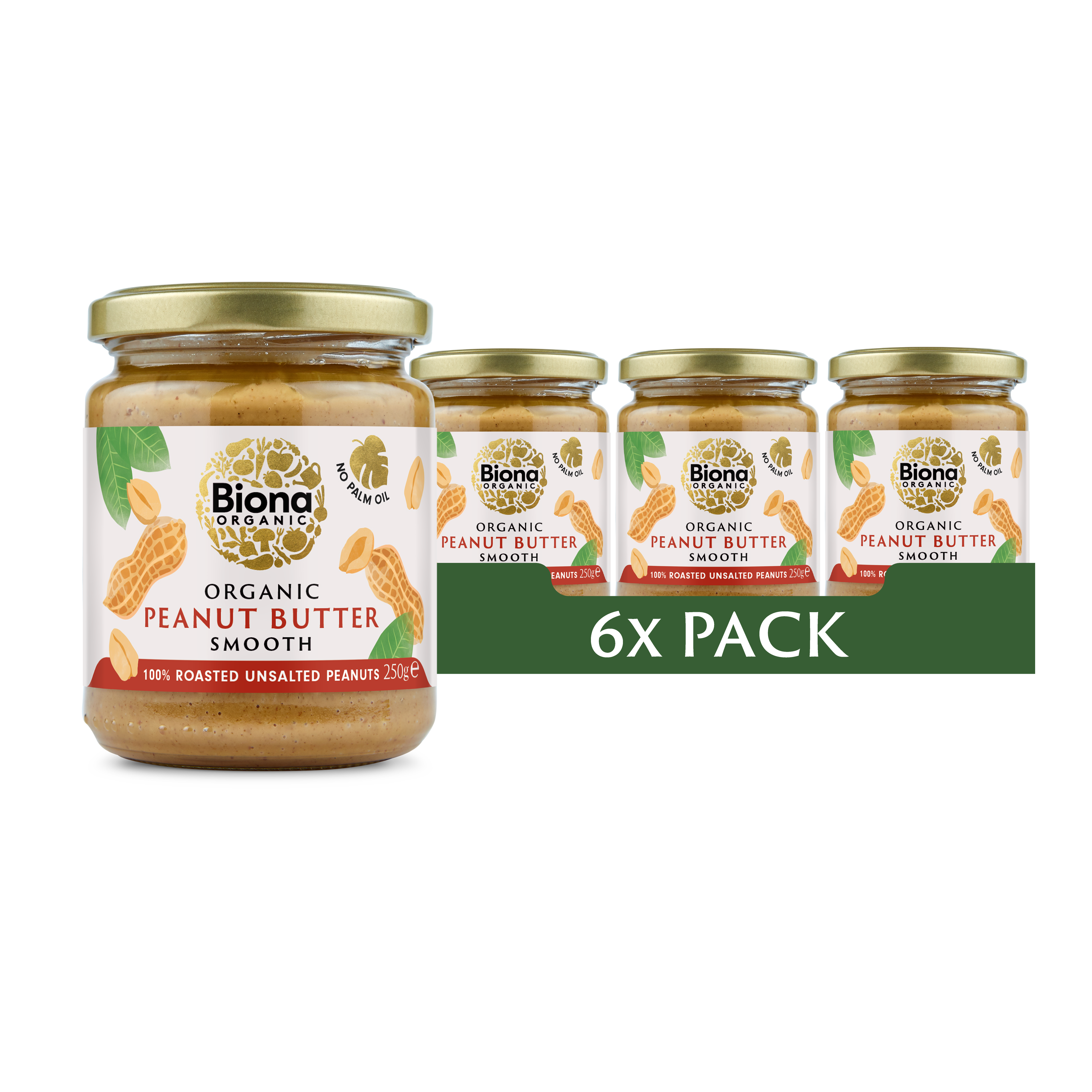 BIONA ORGANIC PEANUT BUTTER SMOOTH 6x250g