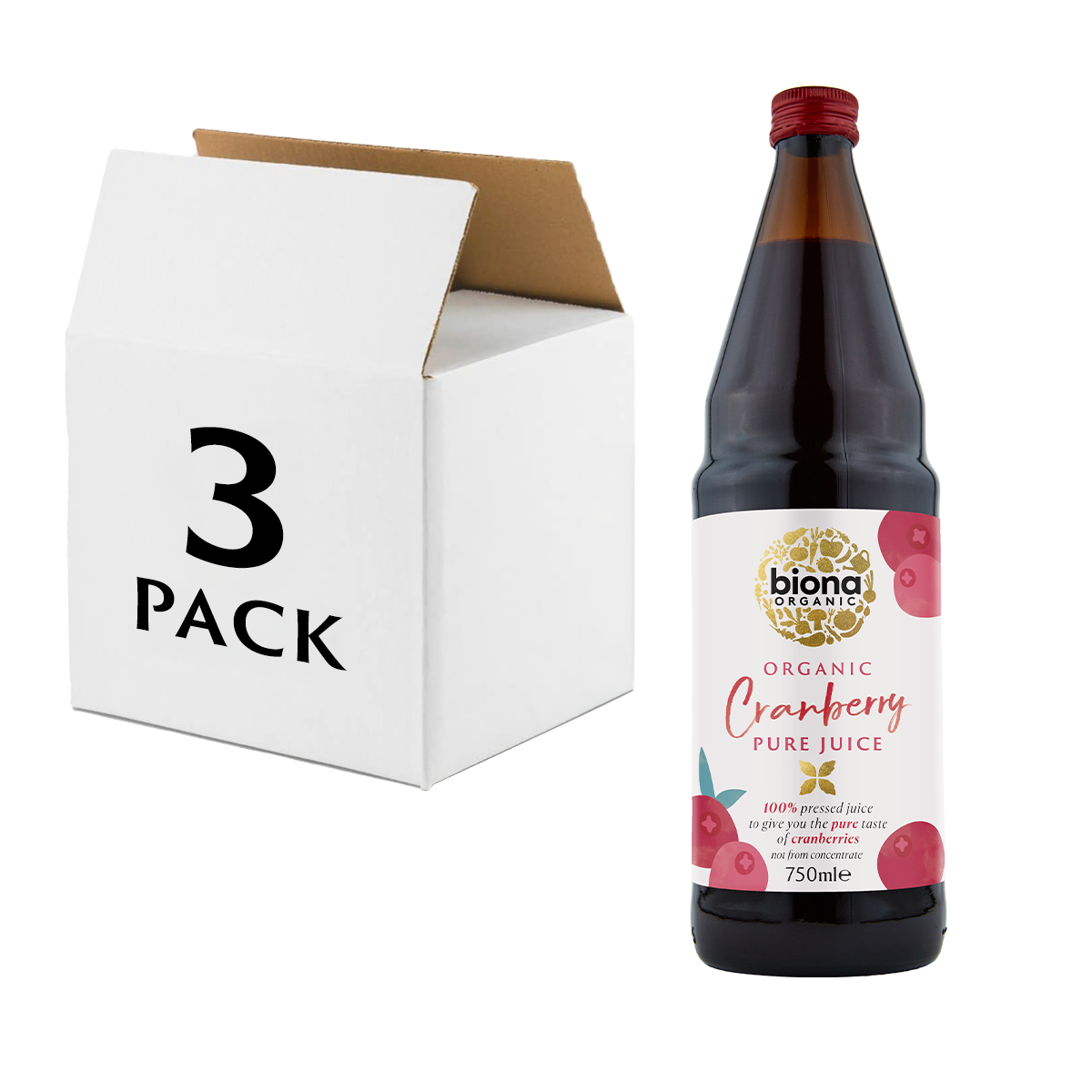 Cranberry Pure Juice 750ml - 3-Pack